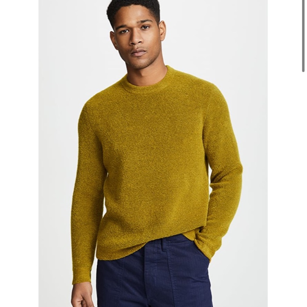 Club Monaco Boucle Crew Neck Wool Mustard Sweater